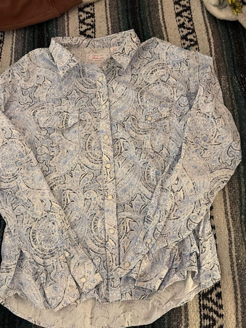 Women’s Light Blue Paisley Button-Down Shirt